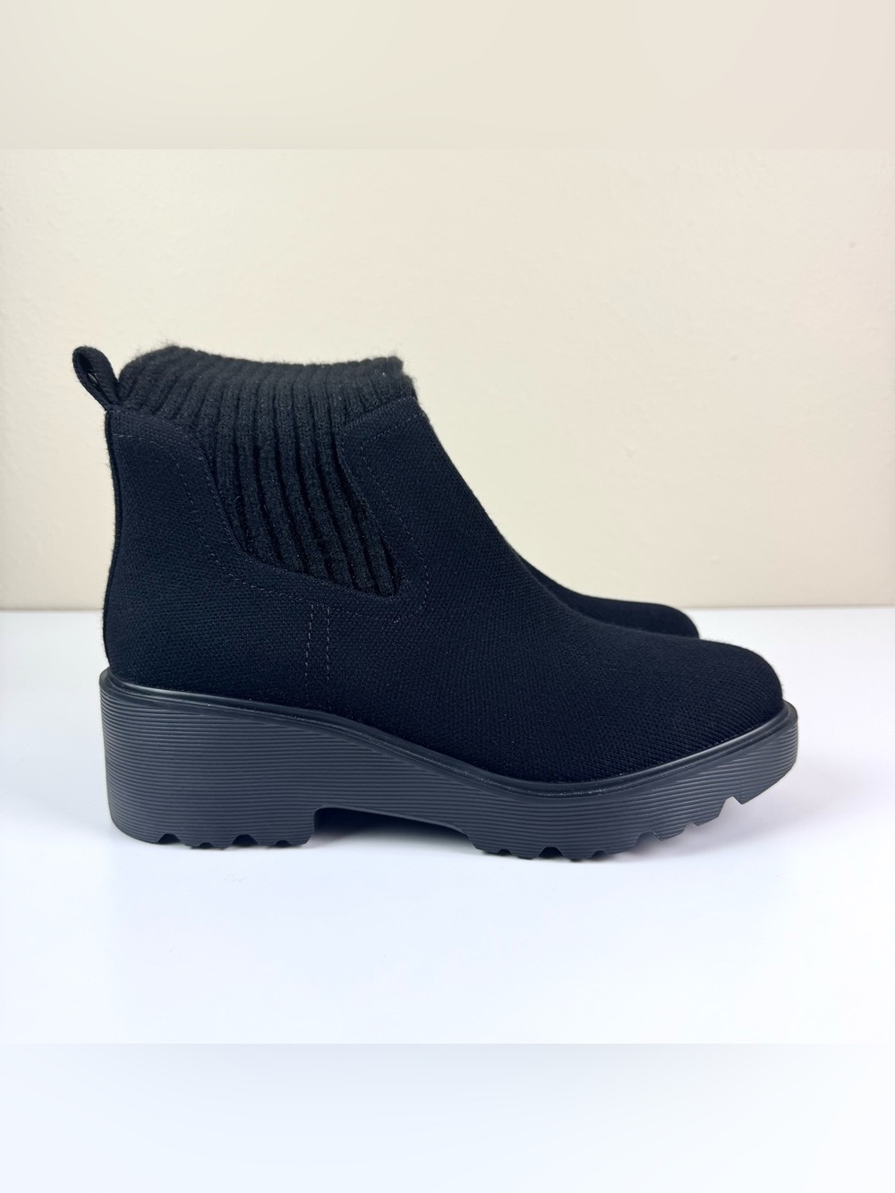 Vivaia Eduarda Round Toe Knee High Wool Wedge Platform Boots Black Size US 9 - Picture 6 of 11
